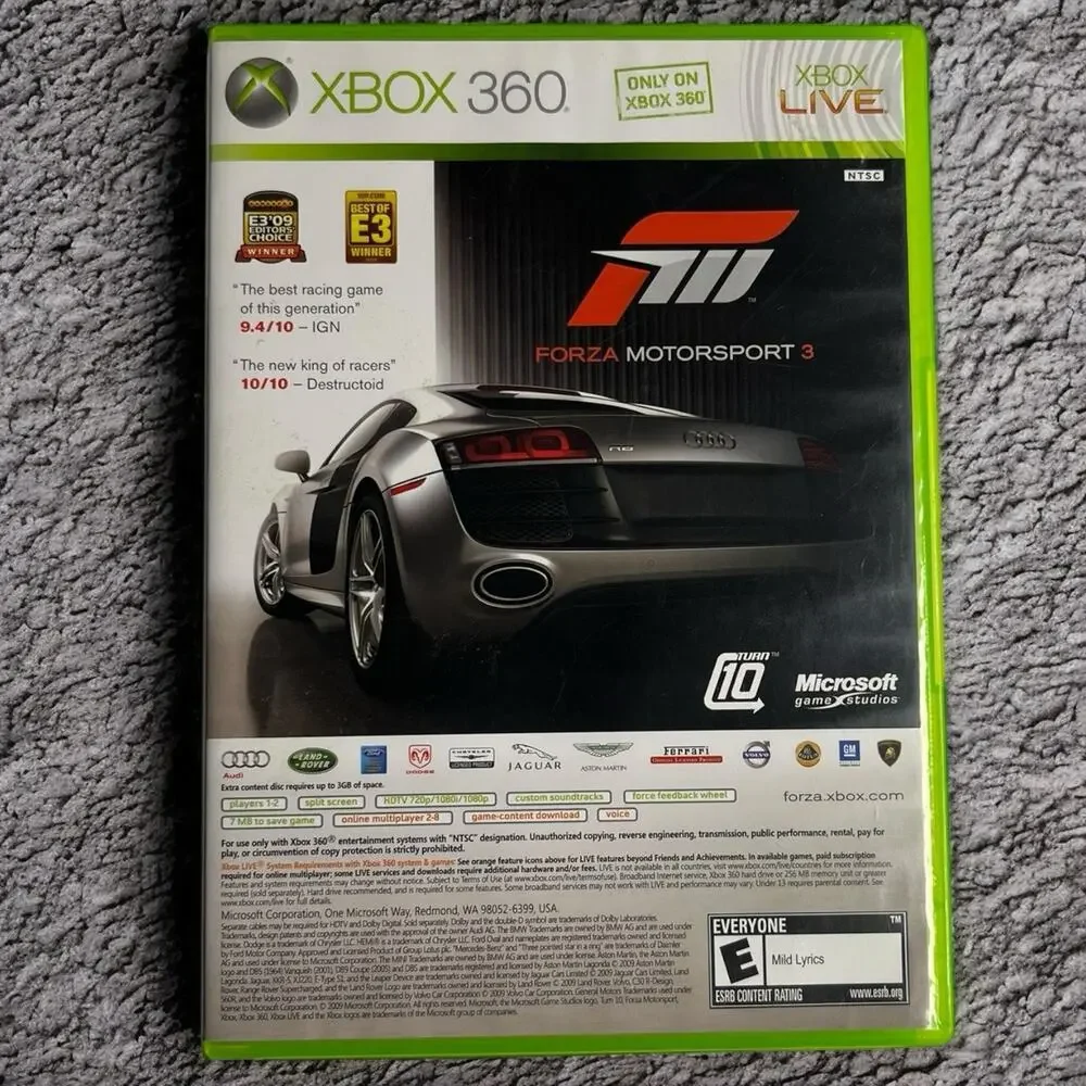 Xbox 360 Forza Motorsport 3 + Halo 3 ODST No Manuals Video Game Bundle Lot of 2‎